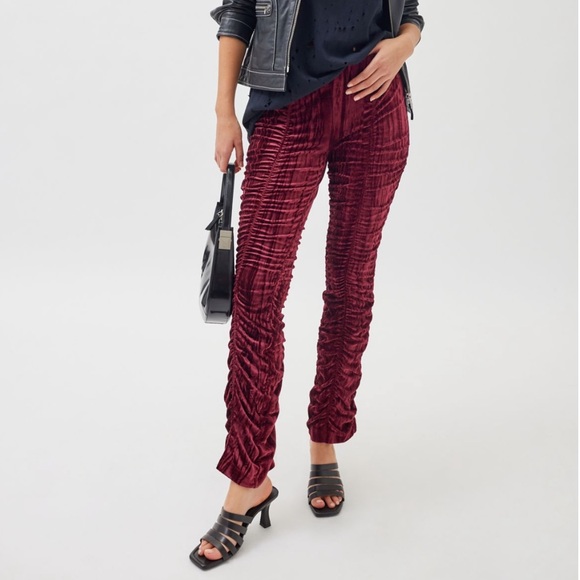 NWT UO Velour Ruched Pants - Picture 2 of 4